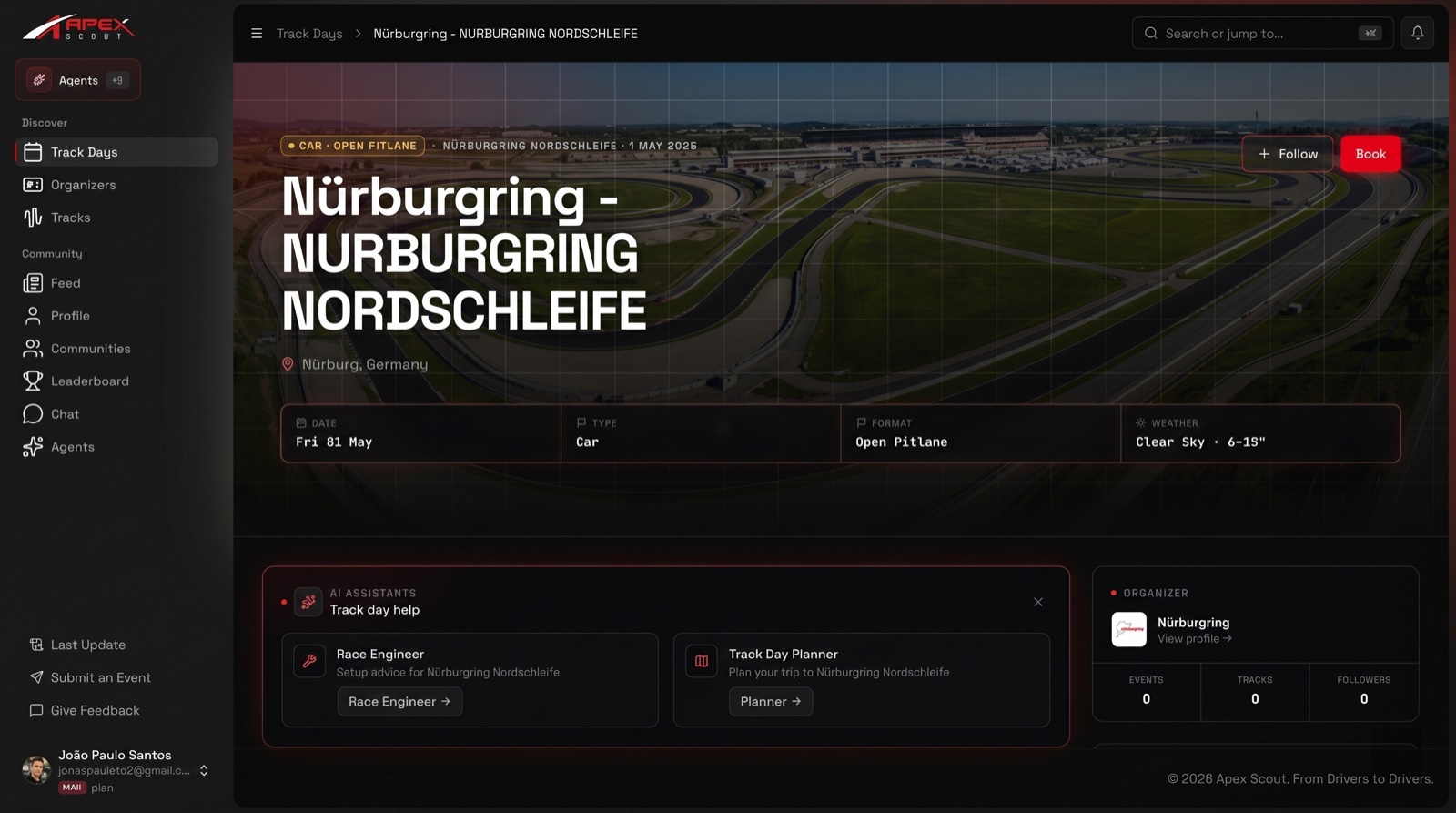 Event detail page for Nürburgring Nordschleife